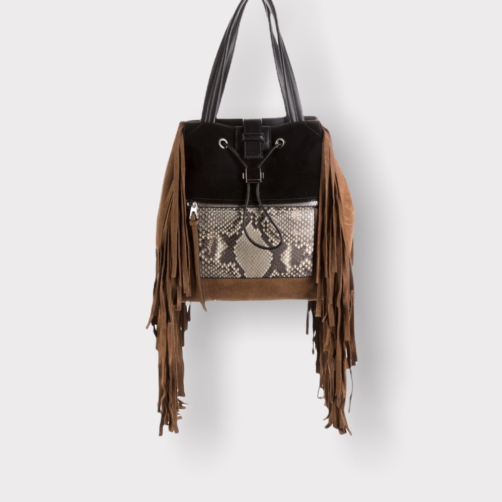 Barbara Bui Suede Leather Natural Python Fringe T… - image 1